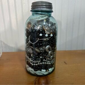 Vintage/Antique 1923-1933 Blue Ball Jar Full of 4lbs, 60+ pcs. Wearable Jewelry